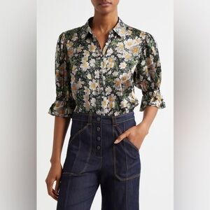 Cinq à Sept Fiona Cosmos Floral Blouse Large